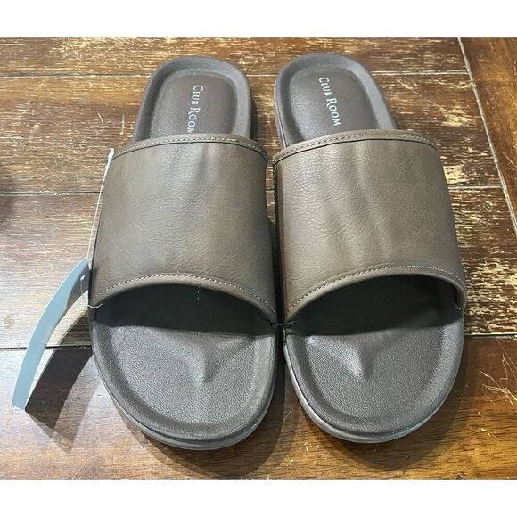 CLUBROOM Mens Padded Arch Support Goring Cruz Round Toe Slip On Slide Sandals - Picture 2 of 5